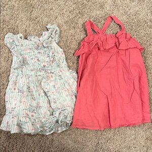 Set of Dresses - Floral and Coral Dresses with Ruffles